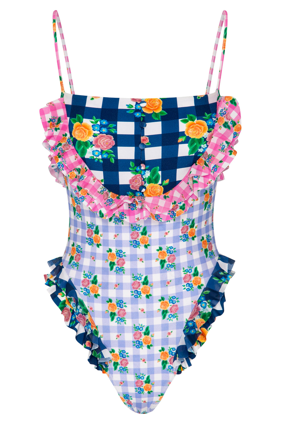 Folk Gingham Button One Piece – fillyboo